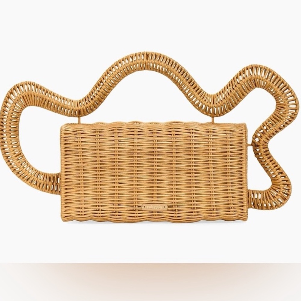 cult gaia Elsa Rattan Clutch NWT - Picture 2 of 8